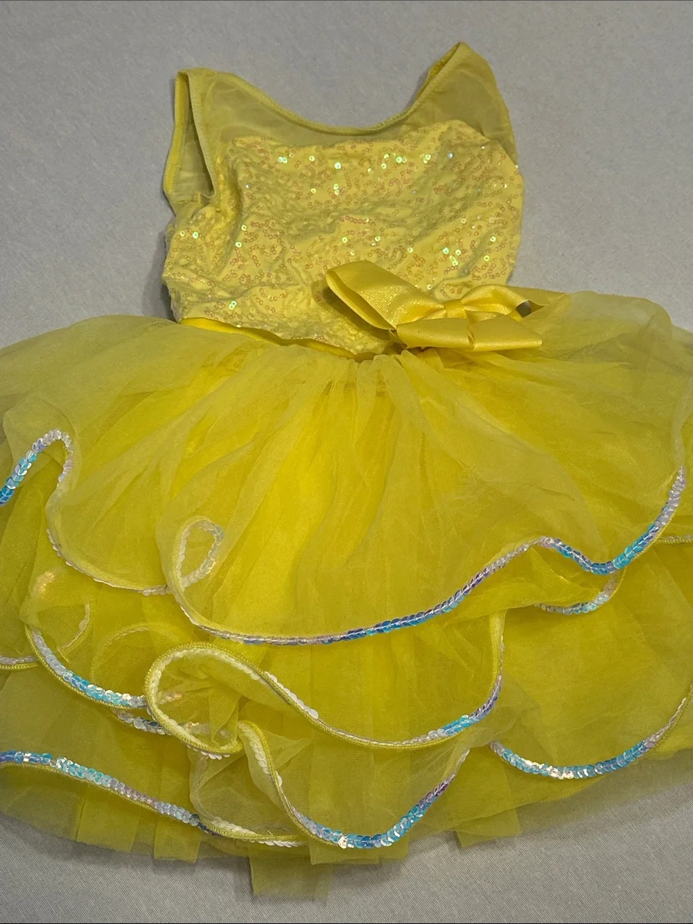 Yellow Sequin Tutu Dance Recital Dress for Kids
